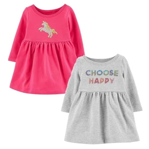 Carter's Confezione 2 Abiti Paillettes French Terry Bambina 12 Mesi - Foto 1 di 3