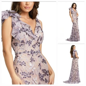 New Mac Duggal 79301 Amethyst Embroidered & Sequin Mesh & Lace Mermaid Gown (8) - Picture 1 of 17
