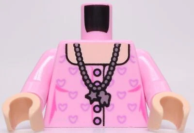 Lego Rosa Brillante Torso Mujer Plata Collar Dijes Mediano Lavanda Corazones Foto 1 de 2