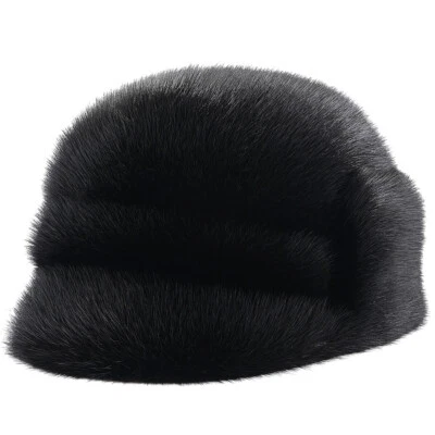 Nuevo sombrero de piel de visón 100 % real para hombre gorra cálida de invierno moda al aire libre guapo Foto 1 de 4