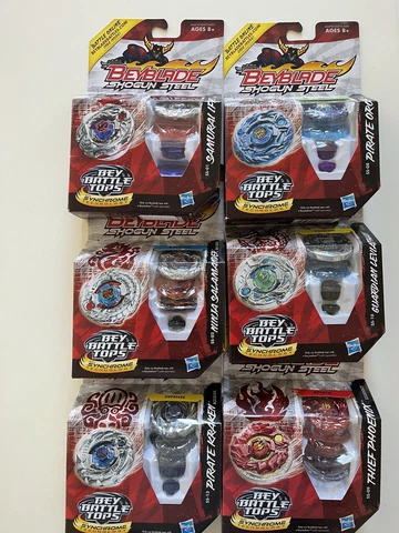Hasbro Beyblade Shogun Steel lot of 6 with Thief Phoenix, Salamander, Orochi, + Cover