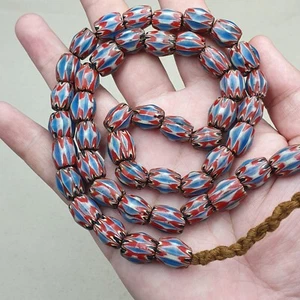 Venetian Style Vintage Chevron Beaded Necklace - Picture 1 of 21
