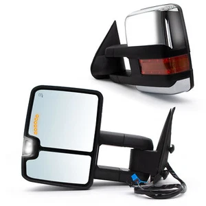 Espejos retrovisores de remolque para camioneta Chevy Silverado 2003-2006 señal térmica eléctrica tapa cromada - Imagen 1 de 11