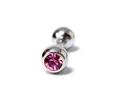 Anillo de perno prisionero Tragus barra de acero quirúrgico 316L gema a presión 16 g 1/4" (6 mm) 1 pieza Foto 1 de 4