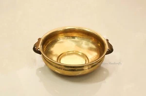 Uruli Brass Flower Bowl Round Vessel Serving Bowl Home Garden Decor Cookware - Picture 1 of 5