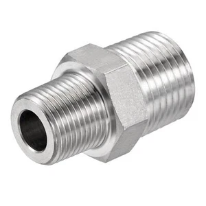 Stainless Steel Hex Reducer Pipe Fitting 1/2x3/8 BSPT Male Thread Connector - Picture 1 of 5