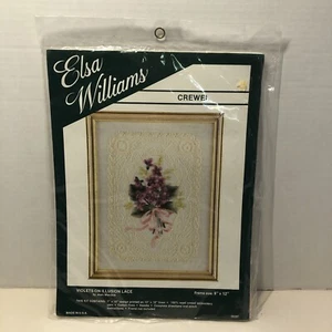 Kit Elsa Williams Crewel Violetas sobre Encaje Ilusión 9"" x 12"" Bordado Vintage - Imagen 1 de 6