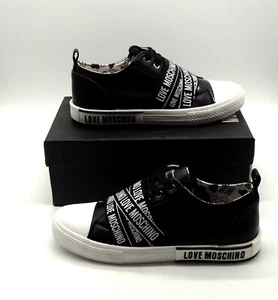 MOSCHINO SNEAKER LEDER SCHWARZ NU0V0VUL25 Gr 40 NEU IM KARTON !! - Imagen 1 de 4