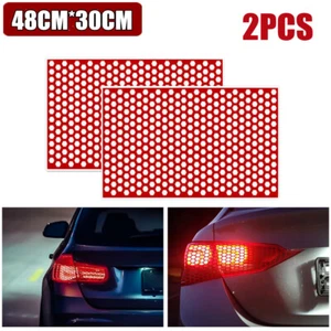2Pcs Car Rear Tail Light Cover Taillamp Red Honeycomb Sticker Decal Accessories - Picture 1 of 8