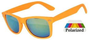 KIDS ORANGE SUNGLASSES POLARIZED MIRROR LENS PROTECT CHILD'S EYES UVB WITH POUCH - Picture 1 of 11