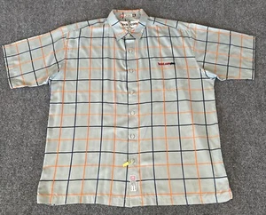 Ecko Unltd Complex Shirt Mens 2XL Green Orange Windowpane Y2K Hip Hop Baggy - Picture 1 of 12