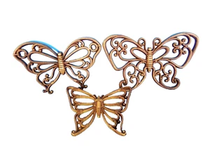 3 DE COLECCIÓN DART IND HOMCO MARIPOSAS DE PLÁSTICO MARRÓN COLGANTES HECHOS EN EE. UU. - Imagen 1 de 2