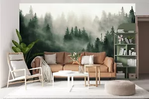 Foggy Forest Decoration Wood Nature Forest MuralFresh Murals Fabric Wallpaper - Picture 1 of 7