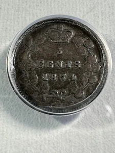 1874-H Canada 5 Cents Silver Coin Graded VG 10 by ANACS Large Date Crosslet 4 - Picture 1 of 4