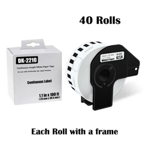 Impresora de etiquetas 40 rollos de cinta de papel continua de 1,1" x 100' DK-2210 forl Brother QL - Imagen 1 de 16