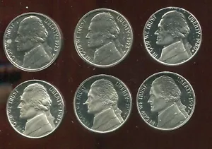 6 VERSCHIEDENE JEFFERSON PROOF NICKELS CH BU (W872) GLÄNZEND - Bild 1 von 2