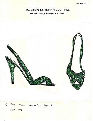 HALSTON - Original Full Color Shoe Design Illustration Circa 1983 - 8.5  X 11   • 225$