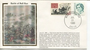 BÜRGERKRIEG SCHLACHT DES BULLLAUFS 1861 COLORANO SEIDE EVENT COVER 1986 - Bild 1 von 1