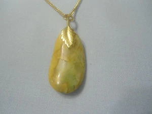 Vintage Gold Tone Girl's Chain Link Necklace Choker 15 " Yellow Gemstone - Foto 1 di 3