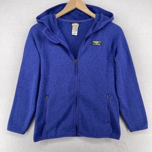 LL BEAN Sweater Girls L 14-16 Hoodie Fleece Full Zip Heathered Blue - Picture 1 of 13