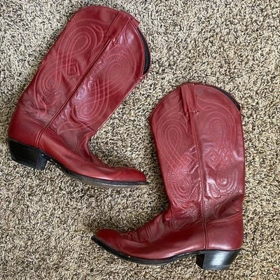 Botas occidentales Tony Lama vintage para mujer talla 8 de cuero rojo Foto 1 de 4