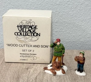 Vintage Dept 56 Heritage Village Collection Wood Cutter And Son Village Figures - Picture 1 of 10