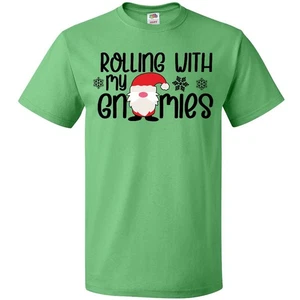 Inktastic Rolling With My Gnomies Cute Christmas Gnome In Hat T-Shirt Kids Lover - Picture 1 of 9