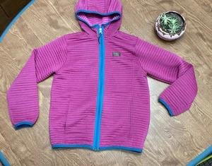 L.L. Bean Girls Size 10/12 Pink Ribbed Full Zip Up Hoodie Size 10/12 - Picture 1 of 10
