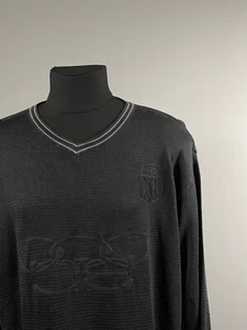 VTG Iceberg Men Black Embroidered Big Logo Cotton Pullover Jumper Sweater Sz XXL - Picture 1 of 10