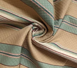 Gesteppter Polsterstoff: Streifen in beige, neuwertig grün, rosa - 3+ Meter - Bild 1 von 4
