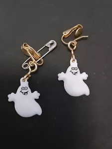 1987 Hallmark Ghost Earrings Plastic - Picture 1 of 7