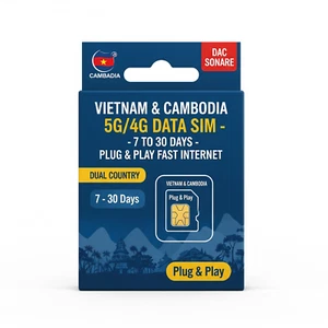 Vietnam & Cambodia 5G/4G Data SIM – 7 to 30 Days – Plug & Play Fast Internet - Picture 1 of 5