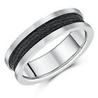 7mm Titanium Black Steel Cable Ring