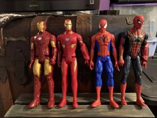 Lot of 4 Marvel Super Heros 2- Spider-Man and 2- Iron-Man Hasbro. Excellent