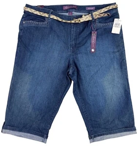 Gloria Vanderbilt Womens Plus Sz 16 Marnie Denim Bermuda Shorts NWT Phoenix Wash - Picture 1 of 16