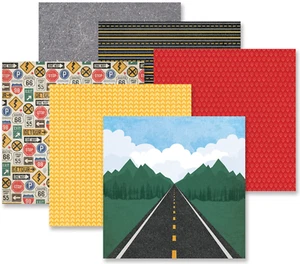 Creative Memories "Hit the Road" 12x12 Paper, 12/Pk - Travel/Driving - NEW! - Picture 1 of 6