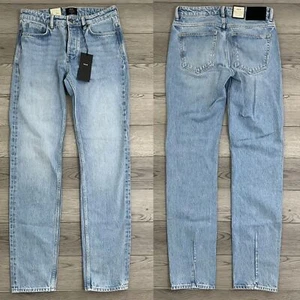 Nuevos pantalones vaqueros de algodón para hombre talla 30 pisoteados con rayas de mezclilla pierna recta ribete cresta - Imagen 1 de 12