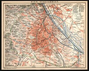 Stadtplan anno 1899 - Wien - Hietzing Hernals Döbling Meidling Wieden Alsergrund