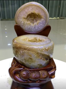 3300g Natural Agate geode quartz cluster crystal cornucopia healing + stand - Picture 1 of 6