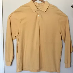 Eddie Bauer Mens Yellow Gold Long Sleeve Collared Pullover Polo Shirt 💥EXC💥 - Picture 1 of 6
