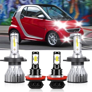 LED Headlight High Low Beam+Fog Light Bulbs White For Smart Fortwo 2016-2018 - Picture 1 of 12