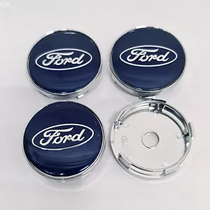 4x 60MM für Ford Blau Chrome Alufelge Nabenkappen Nabendeckel Radkappen Satz - Bild 1 von 4