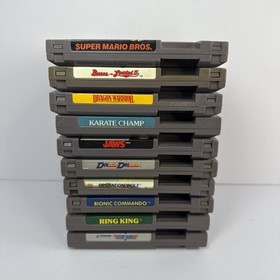 Lot of 10 NES Games - Nintendo - Authentic - Jaws, Mario, Dragon Warrior - Works