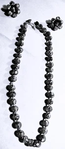 Vintage venezianische ausgefallene Silberfolie Glasperlen Perlenkette Demi Parure - Bild 1 von 11