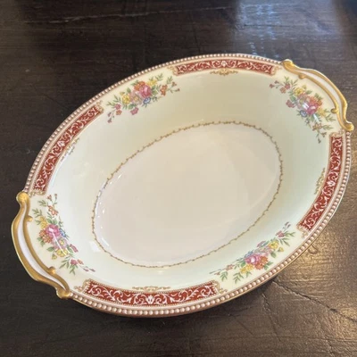 Noritake Antique Oval Vegetable Serving Bowl REDLACE Floral Gold Gilt 10.5" - image 1 of 4