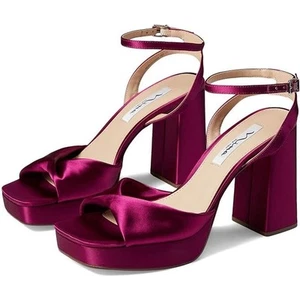 Nina Womens Stacie Platform Sandals US 5 EU 35 Wine Red Satin NIB - Picture 1 of 14