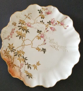 Antique Doulton Burslem Blush Ivory Plate Hand Painted Clematis 23cm Scalloped - Foto 1 di 6