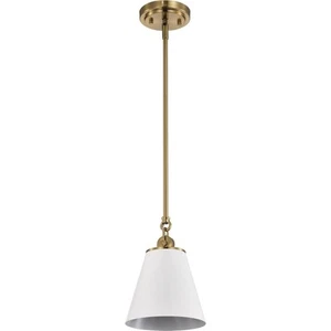 Nuvo Lighting 60/7409 Dover Pendant White/Vintage Brass - Picture 1 of 7