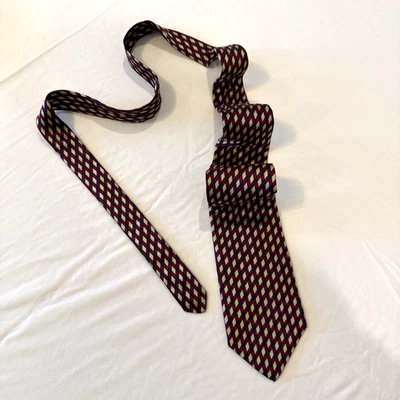 Corbata de Colección Paul Fredrick Para Hombre 100% Seda Italiana Hecha en EE. UU. Oro Borgoña 3.75” Y2K Foto 1 de 4