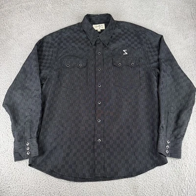 Camisa Scully Para Hombre Mediana Negra Blanca Perla Occidental A Presión Manga Larga Bordada Foto 1 de 4